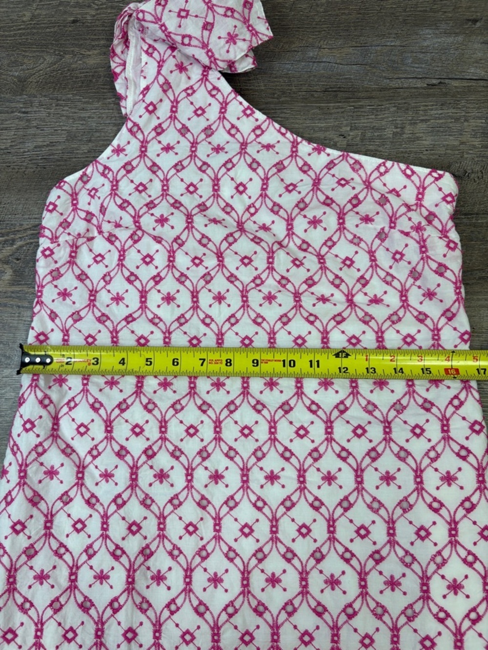 J.Crew One-Shoulder Bow Eyelet Embroidered Dress White Pink Size 2 - Picture 14 of 16